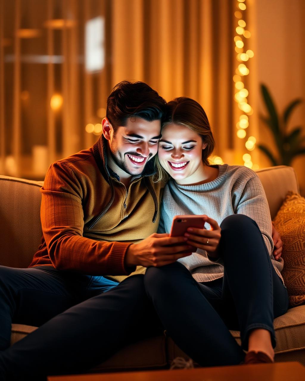 Happy couple using the 24X7Assistly app together